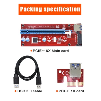 TISHRIC Riser Card VER007S PCI-E PCI Express 1x do 16x Extender Adapter 15Pin SATA to USB 3.0 kabel Power Mining Miner
