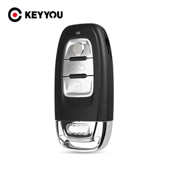 KEYYOU 10 szt. Car Remote Key Shell wymiana z Smart Blade 3 przyciski do Audi A4L A6L Q5 A5 754C 754G etui do kluczy, Brelok pokrywa