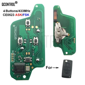 QCONTROL Car Remote Key e-płytka drukowana do Peugeot 207 307 308 407 807 Expert Partner CC SW (CE0523 ASK/FSK) 4 przyciski