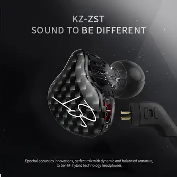 KZ-ZST Wired In-ear Dynamic Hybrid Dual Driver HIFI słuchawki Earbud Bass Running Sport Monito Headset słuchawki
