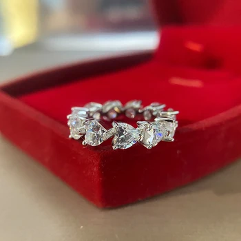 OEKDFN Love Heart S925 srebro pierścionek stworzony AAA Cirzon ślub obrączki pierścionki Damskie luksusowe jubileuszowe biżuteria prezent