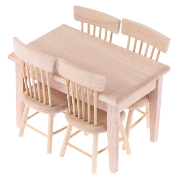 1 kpl. stół krzesło model 1:12 domek dla lalek miniaturowe meble drewniane zabawki zestaw wysokiej jakości