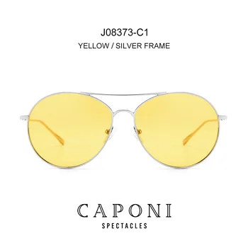 CAPONI damskie okulary oversize noktowizor żółte soczewki pilotażowe okulary Moda 2021 nowe modne okulary polaryzacyjne CP8373