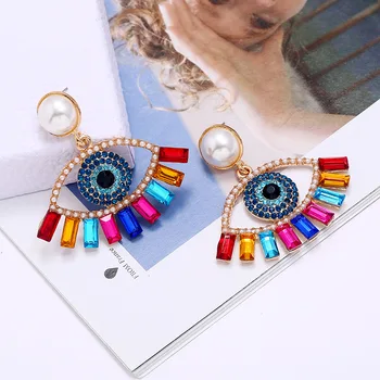 Diabelski oczu kolor Kryształ kolczyki pręta klasyczne perły inkrustowane Cyrkon Niebieski Oko biżuteria moda glamour Lady partia prezent na Urodziny