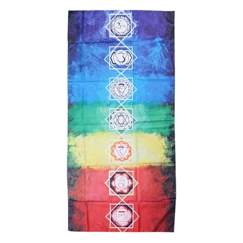 7 Czakra Tęczowe Paski Ręcznik Plażowy Mandala Koc Mikrofibra Prostokąt Czeskiego Gobelin Mata Do Jogi