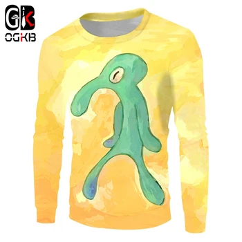 OGKB New 3D Printed Bold And Zuchwały Squid Flower Sweatshirt męska zabawa hip-hop ulica luźna koszula z długimi rękawami przewymiarowane 6XL