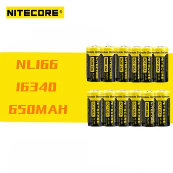 12 szt. oryginalny Nitecore NL166 RCR123 16340 bateria 3.7 V, 650mAh 2.4 WH akumulator Li-on battery z zabezpieczeniem do latarki