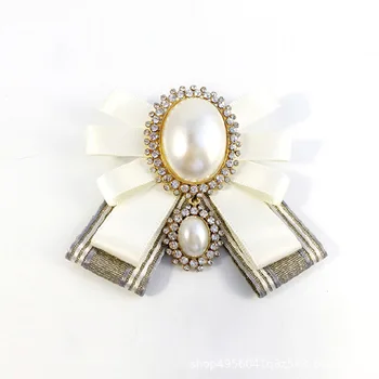 I-Remiel moda nowy koreański perły muszka broszka dla kobiet starożytnego rhinestone klapy szpilka ikonę stanik kołnierz koszuli akcesoria