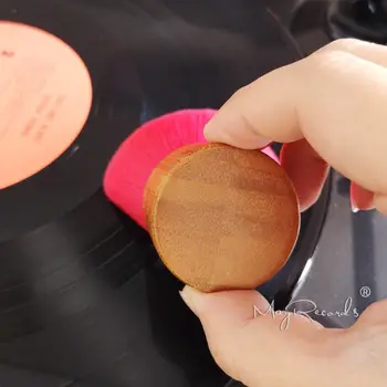 1 miękkiego winylu odtwarzacz czyszcząca szczotka do płyt LP stół obrotowy zestaw ochrony gramofon wpisów szczotka z drewnianą rączką