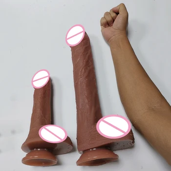 Miękki silikonowy super realistyczny ogromne dildo elastyczny duży penis członek z przyssawką produkty dla dorosłych Sex zabawki dla kobiet masturbacja