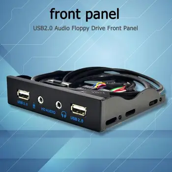 3,5 calowy 9Pin to 2 USB 2.0 Port HUB Splitter Floppy Bay HD Audio 3,5 mm gniazdo słuchawkowe rozszerzenie panelu przedniego słupka do komputera PC