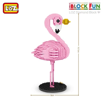 LOZ 9205 kreskówka flaming różowy ptak zwierzę model 3D 730шт DIY małe bloki, cegły montaż Diament mini budynek zabawka bez pudełka