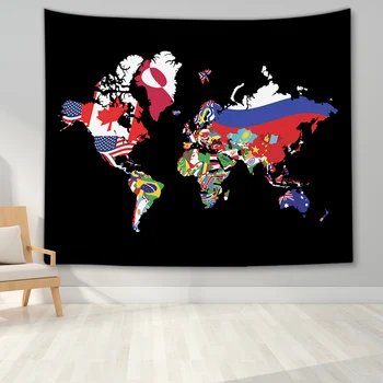 Mapa świata gobelin streszczenie retro mapa obicia ścienne sztuki do salonu, sypialni schroniska wystrój domu