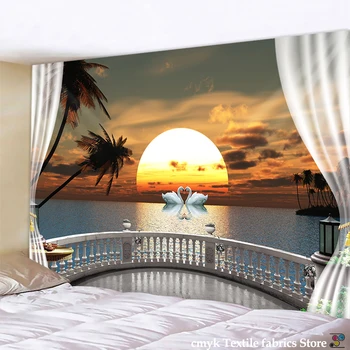 Piękny Zachód Słońca Nad Morzem Na Ścianie Gobelin Widok Na Morze Hippie Ścienne Богемные Ścienne Tkaniny Mandala Ścienny Dekor