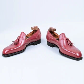 Męska skóra bydlęca moda casual buty luksusowej marki handmade Lefu buty społecznego biuro biznes ślub buty męskie