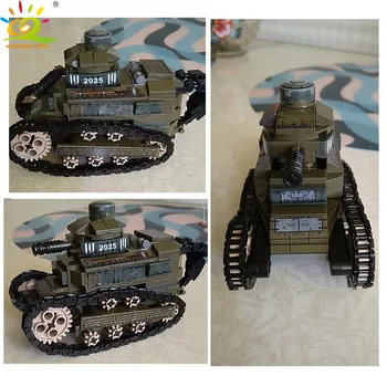 HUIQIBAO TOYS 368pcs Army FR Renault FT-17 Tank Building Blocks For Children Military Soldiers Figures Weapon Bricks