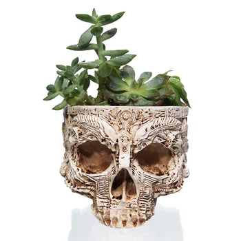 Halloween żywicy czaszka głowa doniczki roślin miska pojemnik Domowy ogród sadzarka wystrój czaszka kwiat stół-dekoracje kreatywne meble