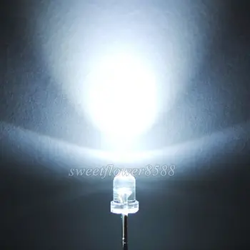 10000pcs 3mm Round Top White Superbright LED Light Lamp 3mm Whilte 12000MCD New