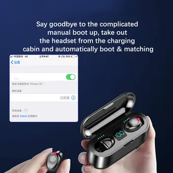 F9 bezprzewodowe słuchawki Bluetooth 5.0 słuchawki TWS HIFI Mini In-ear Sport Running zestaw słuchawkowy obsługuje iOS/Android HD Call