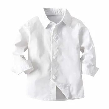 Dzieci białe chłopcy/dziewczynki koszule i bluzki dla Dzieci chłopcy dziewczynki z długim rękawem dla dzieci wesele odzież dla Dzieci top koszulka Campus odzież