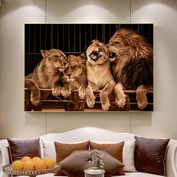 RELIABLI ART Lion Family Pictures płótno zwierzęta plakaty i druki nowoczesne ściany do salonu dekoracji domu Unframe
