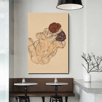 Egon Schiele Mąż I Żona, Para Płótno Malarstwo Drukowanie Salon Dekoracji Domu W Nowoczesnym Uchwyt Sztuka Olej Malarstwo Plakaty Obraz