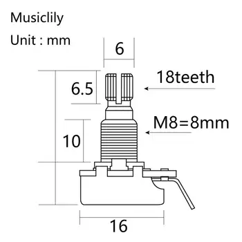 Alpha Mini Metric size Split Shaft Control Pots liniowe stożkowe potencjometry B25K do gitary (zestaw 2)