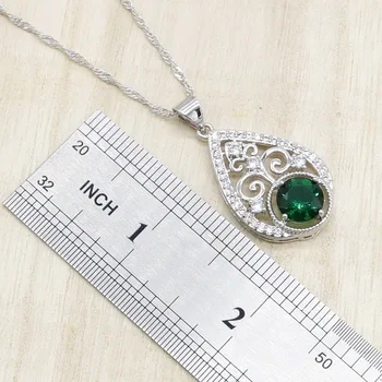 Zielony biały półszlachetny kolor srebrny zestawy biżuterii dla kobiet bransoletka naszyjnik kolczyki pierścień urodziny dekoracje ślubne