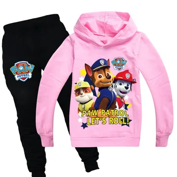Wiosna Kreskówka Paw Patrol Clothes Set Girl Hooded Sweatshirts With Long Pants Children Clothing Suits Kids Boy Sport Outfits