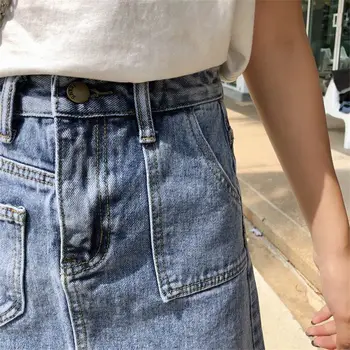 Hzirip 2019 letnia stylowa Wysoka Talia All-Match Slim Short A-Line Pocket Solid Casual Empire nowa jeansowa mini spódniczka rozmiar S-XL