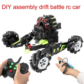 DIY assembly RC War drift car with bullet missile weapons gesture Remote Control truck rc car battle model for kids gift