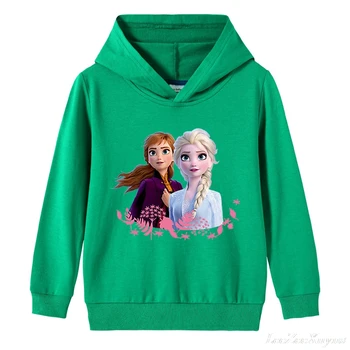 Disney Frozen Baby Kids z kapturem z długim rękawem sportowe bluzy bluzy dziewczyny kreskówka Elsa print bluza sweterek dziecięcy