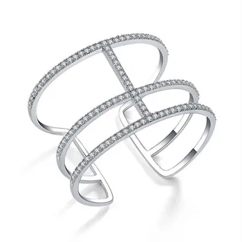 HIBRIDE Luxury Bangle Ring Sets Fashion Dubai Silver Color Bridal Jewelry Sets for Women Wedding brincos para as mulheres N-1030