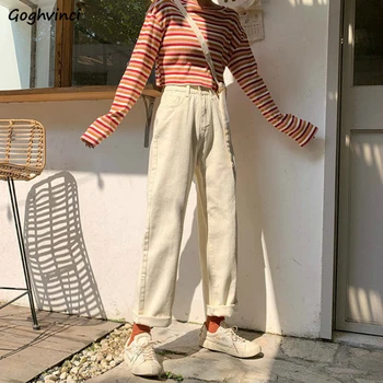Dżinsy Damskie stałe kostki losowe temat bezpośrednie kobiet koreański styl prosty High street ulica wszystko Mecz moda vintage