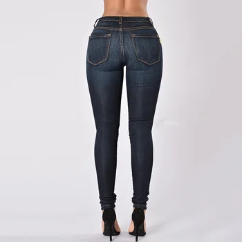 Wysoka talia proste dżinsy, odzież damska Wysoka Talia elastyczne wąskie dżinsy wypłukane denim kowbojskie długie ołówek spodnie jeans damskie