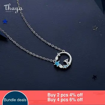 Thaya ładny kot gwiazda niebieski Kryształ naszyjnik Midsummer Night ' s Dream kolor srebrny naszyjnik projekt dla kobiet wykwintne biżuteria prezent