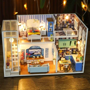 Cutebee domek dla lalek meble miniaturowy domek dla lalek DIY Miniaturowy dom pokój skrzynia teatr zabawki dla dzieci Casa De Boneca J19