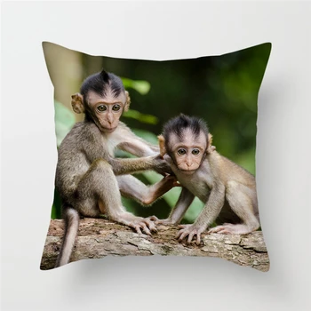Małpy małpy poliester pokrowce dzikie zwierzęta, małpy Szop szablon rzut poszewka na kanapie Home poszewka Dekoracyjna