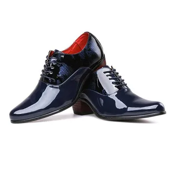 Męskie skórzane buty na wysokim obcasie 7 cm casual Оксфордская buty dla mężczyzn sukienka buty z naciskiem buty ślubne na imprezę Sapato Masculino M390
