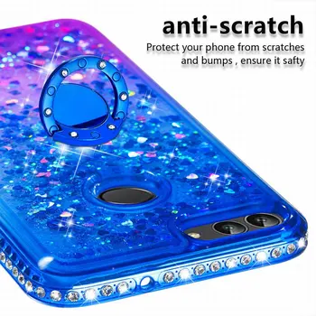 Girl Liquid Quicksand tylna pokrywa obudowy Motorola Moto E6s E6 G6 Plus 2018 Glitter Box Luxury Phone Case Finger Ring Capa O03H