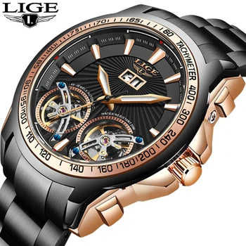 LIGE 2020 sportowe Mody zegarki męskie zegarki najlepsze marki luksusowych automatyczny zegarek dla mężczyzn wszystkie stalowe wodoodporny zegarek Mechaniczny zegarek zegarek+pudełko