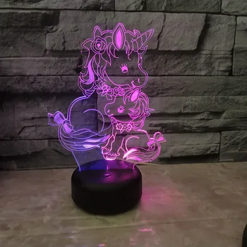 Kawaii Dark Horse 7 Color Change 3D LED Night Lights USB Touch 3D lampa Mixcolors kreatywne prezenty dla dzieci