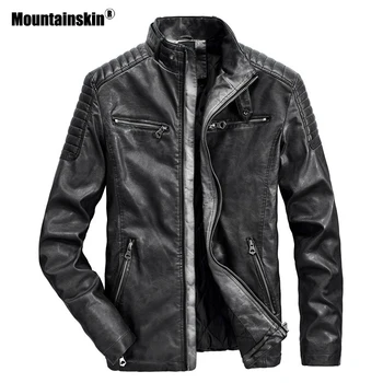 Mountainskin męskie skórzane kurtki jesień zima PU kurtka мотоциклетное płaszcz moda Slim Fit męskie casual płaszcz marki, odzież SA823