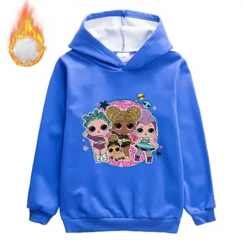 LOL Dolls Jesień Zima dziewczyna anime drukowane bluzy dziewczyny ciepła bluza dzieci odzież dziecięca dla Dzieci śmieszne koszulki topy