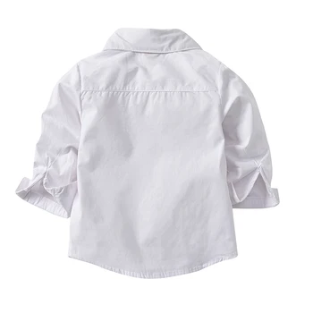 2019 nowe koszulki dla chłopców wiosna jesień z długim rękawem oddychająca 95% bawełna łóżeczka Dziecięce koszulki 2-7Years Dziecięce, koszule dla chłopców, Biały