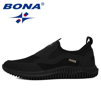 BONA Man New Running Shoes Super Light Men Mesh Knit Oddychającym Sneakers Outdoor Casual Shoes Jogging Sports Tennis Shoes
