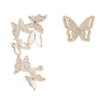 2020 koreański złoty kolor śliczny asymetryczny Kryształ motyl kolczyki pręta dla kobiety dziewczyny moda biżuteria damska nowy