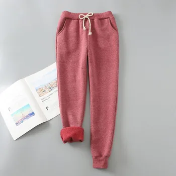 Jesień zima nowe ciepłe spodnie damskie grube aksamitne spodnie dresowe kolor candy temat spodnie damskie zimowe casual spodnie M-XL