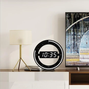 3D LED Smart Digital Wall Clock Electronic Night Glow okrągłe zegary ścienne automatycznie reguluje jasność zegar na biurko EU Plug