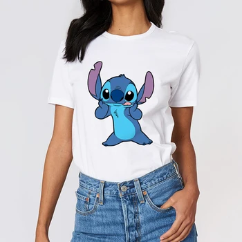 Lilo & Stitch Cartoon Aesthetic Disney T shirt Women Harajuku Słodkie Kawaii Summer Casual Tumblr Outfit Fashion Tops